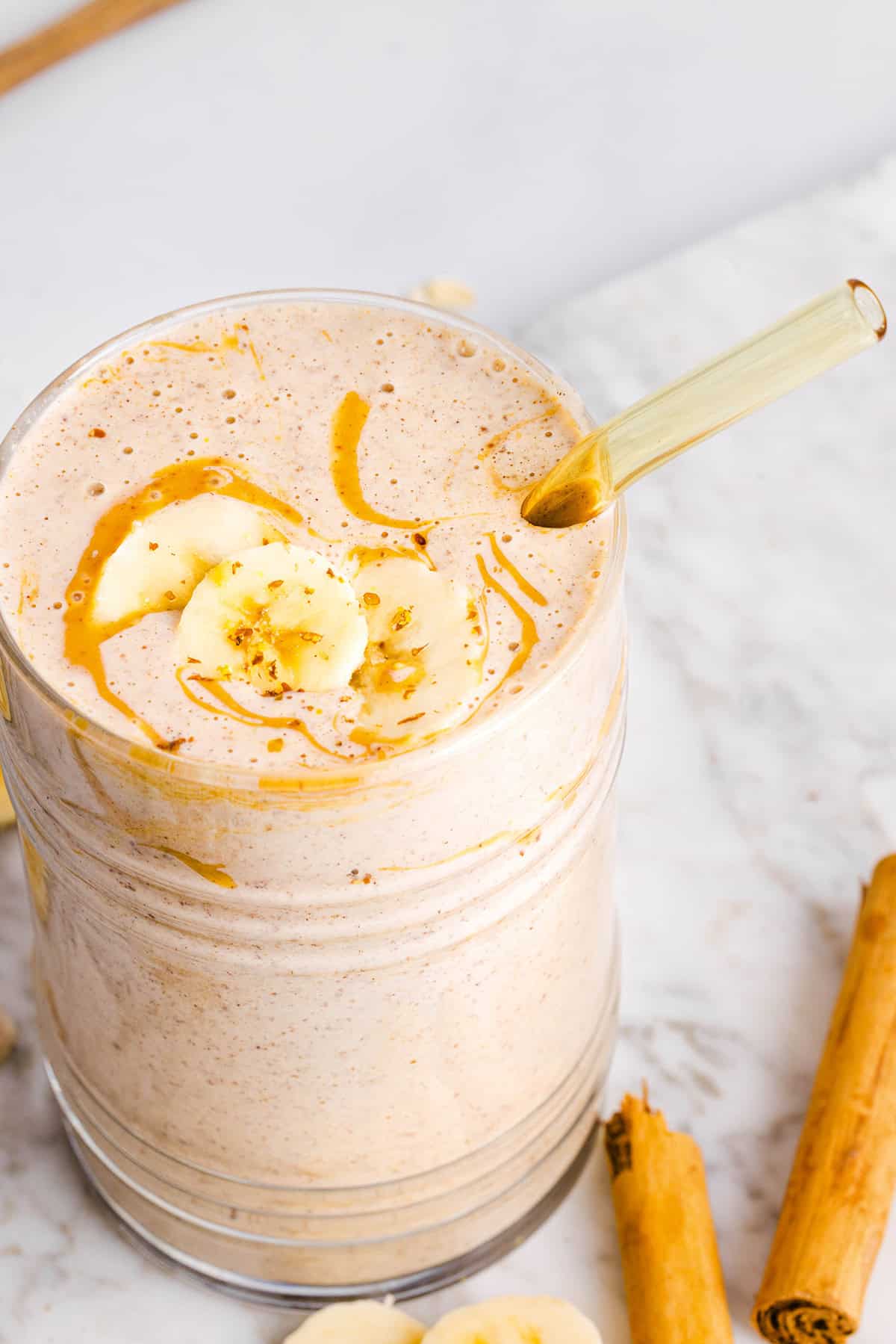 Start your morning off with this thick and creamy Healthy Banana Oat Breakfast Smoothie! Packed with protein and easily made with wholesome ingredients in just 5 minutes to keep you feeling full and satisfied all morning long.